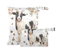 WDdZzyy Funny Goat Lot de 2 sacs à couches à fermeture éclair pour maillot de bain avec poignées pour piscine Blanc