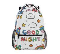 WDdZzyy Good Night Sac à dos coloré motif fusées pour enfants avec grand sac à livres pour enfants Mochilas para la escuela