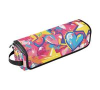 WDdZzyy Graffiti Art Hearts Stars Sweet Organiseur 2 en 1 pour outils de cheveux avec coussinet résistant à la chaleur, étui de transport double couche pour fer à lisser, fer à friser, sèche-cheveux