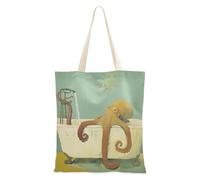WDdZzyy Grand sac fourre-tout vintage en toile pour femme avec poches et poignées Motif animaux de mer