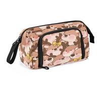 WDdZzyy Grande trousse à crayons de grande capacité pour enfants Motif élan Marron