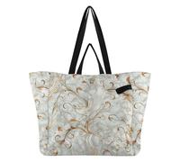 WDdZzyy Grands sacs fourre-tout en toile épaisse pour la cuisine, les courses, les cadeaux de fête d'enterrement de vie de jeune fille, style William Morris, oiseau perlé, argenté et doré