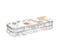 WDdZzyy Hamster Eats Food Jolie boîte à crayons en plastique transparent à double étage pour enfants avec couvercle hermétique