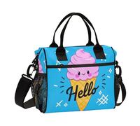 WDdZzyy Hello Cartoon Cute Pink Ice Cream Adult Lunch Box with Shoulder Strap Lunch Bag for Girls College