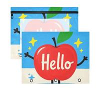 WDdZzyy Hello Cartoon Lot de 2 pochettes rouges avec poche zippée pour lettres A4