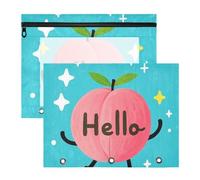 WDdZzyy Hello Cartoon Lot de 2 trousses de maquillage avec fermeture éclair lisse pour classeur à 3 anneaux Rose pêche