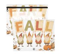 WDdZzyy Hello Fall Autumn Dwalf Lot de 2 trousses à crayons transparentes pour classeur à 3 anneaux