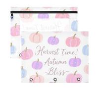 WDdZzyy Hello Fall Autumn Lot de 2 classeurs en plastique avec fermetures éclair lisses pour papier A4 Blanc citrouille