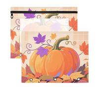 WDdZzyy Hello Fall Autumn Lot de 2 trousses à cosmétiques avec fenêtre transparente pour lettres A4 Motif citrouille à carreaux
