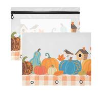 WDdZzyy Hello Fall Lot de 2 boîtes à crayons transparentes à carreaux avec 3 trous pour papier A4 et fournitures scolaires