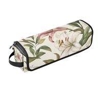 WDdZzyy Italy Lily Lilium Beauty Flowers Hot Hair Tools Sac de voyage et tapis résistant à la chaleur avec fermeture éclair Grande capacité Organiseur d'outils pour cheveux pour fers plats, lisseurs