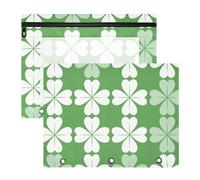 WDdZzyy Leaf Clover Lot de 2 trousses à crayons avec fermeture éclair lisse 3 trous pour papier A4 Motif trèfle à feuilles