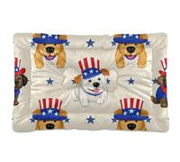 WDdZzyy Lit lavable pour chien - 4 juillet - Jour de l'indépendance - Antidérapant - Doux et confortable - Pour chiens de petite, moyenne et grande taille - 91,4 x 61 cm - Jaune