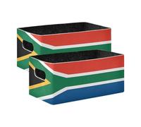 WDdZzyy Lot de 2 bacs de rangement cubiques avec drapeau de l'Afrique du Sud pour étagère, cuisine, salle de bain