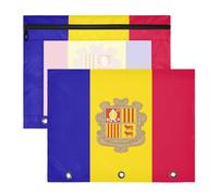 WDdZzyy Lot de 2 boîtes à crayons avec drapeau d'Andorre avec 3 œillets renforcés - Pour papier A4, lettres, étudiants - Fournitures d'art