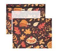 WDdZzyy Lot de 2 boîtes à crayons avec gâteau d'automne Turquie Feuilles d'automne Multi-usages 3 anneaux Sac pour papier A4 Lettres Étudiants Fournitures d'art Rangement