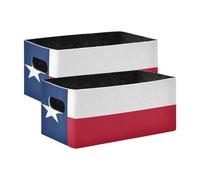 WDdZzyy Lot de 2 grands paniers de rangement décoratifs pour placard, étagère, commode Motif drapeau du Texas Bleu/rouge