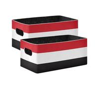 WDdZzyy Lot de 2 paniers de rangement en tissu avec drapeau de la République du Yémen - Noir et rouge