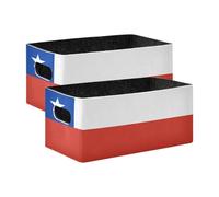 WDdZzyy Lot de 2 paniers d'étagère motif drapeau du Chili bleu et rouge pour placard, étagère, commode