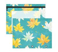 WDdZzyy Lot de 2 perforateurs robustes à 3 trous pour papier A4 - Feuilles d'érable blanches et jaunes - Fournitures scolaires pour enseignants