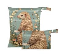 WDdZzyy Lot de 2 sacs à couches avec poignées pour la plage Motif fleurs de pangolin Marron