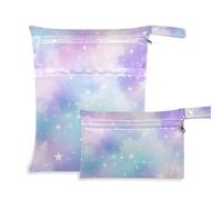 WDdZzyy Lot de 2 sacs à langer étanches pour la salle de sport - Motif galaxie pastel arc-en-ciel - Avec poignées - Pour la plage