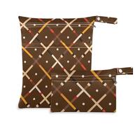 WDdZzyy Lot de 2 sacs carrés à fermeture éclair marron pour le voyage - Pour maillot de bain - Avec poignées pour piscine