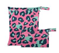 WDdZzyy Lot de 2 sacs de plage imperméables avec poignées Motif léopard Rose et vert