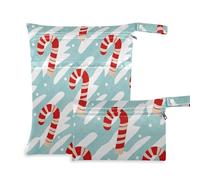 WDdZzyy Lot de 2 sacs lavables en forme de canne à sucre d'orge rouge et blanc avec poignées pour la plage