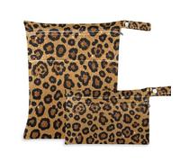 WDdZzyy Lot de 2 sacs lavables pour maillot de bain avec poignées pour bébé Motif léopard à paillettes Marron