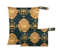 WDdZzyy Lot de 2 sacs réutilisables orange-noir vintage pour la plage - Essentiels de voyage pour voler avec poignées pour scénario