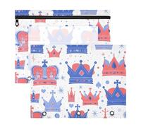 WDdZzyy Lot de 2 trousses à crayons avec couronne Union Jack - Pour étudiants, fournitures scolaires - Rouge/blanc/bleu