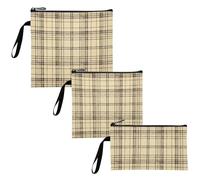 WDdZzyy Lot de 3 sacs à sandwich et collation réutilisables pour bonbons, fruits, céréales, organisation de la maison - Beige - Motif écossais vintage