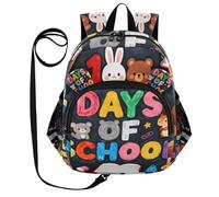 WDdZzyy Sac à dos 100 jours d'école noir avec oreilles mignonnes pour enfants, laisse pour garçons et filles, sac à dos personnel anti-perte avec bande réfléchissante