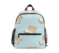 WDdZzyy Sac à dos avec clip de poitrine et étiquette pour fille Motif ours marron