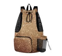 WDdZzyy Sac à dos avec cordon de serrage avec poches intérieures - Séparation humide et sèche - Faux paillettes dorées - Couleur vive étoilée