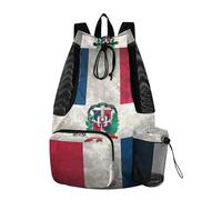WDdZzyy Sac à dos de camping avec cordon de serrage et poches intérieures, sac à dos étanche, drapeau de la République dominicaine