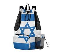 WDdZzyy Sac à dos de randonnée avec cordon de serrage, sac de gym avec poches, cordon de tirage, sac à dos, séparation sèche et humide, drapeau d'Israël, bleu