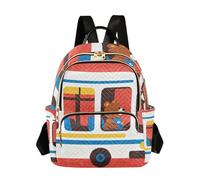 WDdZzyy Sac à dos décontracté pour femme et adolescente Motif bus de bière Rouge 35,6 cm
