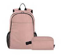 WDdZzyy Sac à dos pour garçons avec boîte à déjeuner or rose uni couleur pure pêche sac à dos d'école pour garçons avec boîte à déjeuner et 10-12 ans