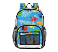 WDdZzyy Sac à dos transparent en PVC transparent pour enfants avec chapeau de mortier de dessin animé pour l'école