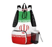 WDdZzyy Sac de gym avec cordon de serrage, sac à dos de gym avec poches, sac à livres à corde, séparation humide et sec, drapeau de l'Iran vert rouge