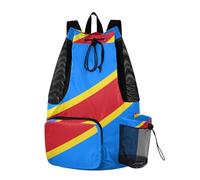 WDdZzyy Sac de sport à cordon avec poches - Séparation humide et sèche - Drapeau de la République démocratique du Congo Kinshasa