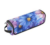WDdZzyy Sac de voyage pour outils de peinture à l'huile et tapis résistant à la chaleur avec fermeture éclair pour fer à friser, fer à friser, bleu violet, Bleu Violet Daisy Flowers Peinture à L'huile