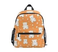 WDdZzyy Sac d'école mignon avec ours en peluche blanc et étoiles pour tout-petits garçons avec laisse, sac à livres avec étiquette de nom pour filles
