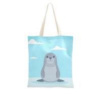 WDdZzyy Sac en toile bleu avec sceau mignon dessin animé cadeau d'anniversaire sacs en toile en vrac
