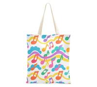 WDdZzyy Sac fourre-tout en toile avec motif de vague et notes colorées