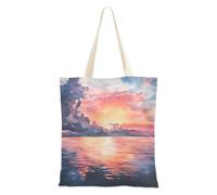 WDdZzyy Sac fourre-tout en toile avec nuage de mer et coucher de soleil - Cadeau idéal pour les amies
