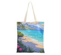 WDdZzyy Sac fourre-tout en toile bleu d'été à Hawaï Taille M