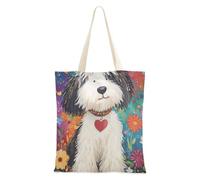 WDdZzyy Sac fourre-tout en toile réutilisable pour femme avec poches et poignées Motif floral coloré